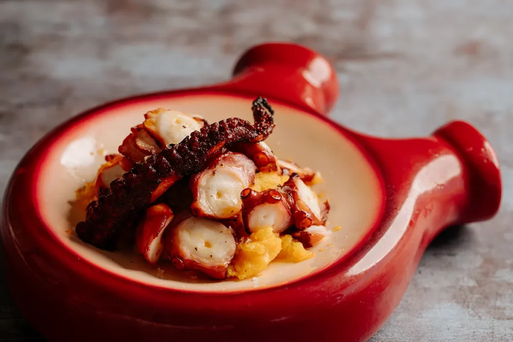 Grilled octopus with boiled potatoes and La Vera paprika